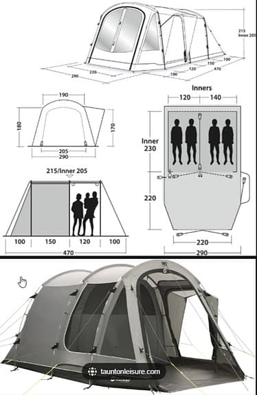 Nytt Familjetält Outwell Nevada 4PTE blå/grå, markskydd +  innermatta