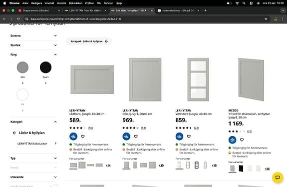 Köksluckor Lerhyttan Grå Ikea