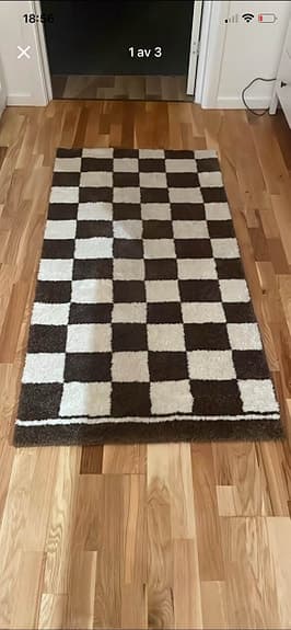 Mio rutmönstrad matta brun vit