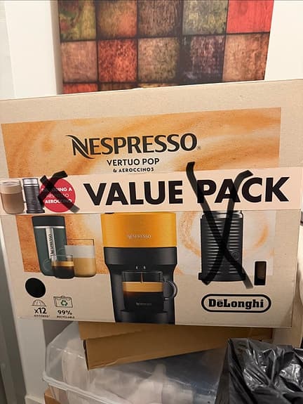 Nespresso Vertuo Pop kaffemaskin+ coffee capsules