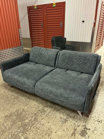 Design bädd-soffgrupp 3+3+1+1 – i mörkgrå sammet - FRI FRAKT