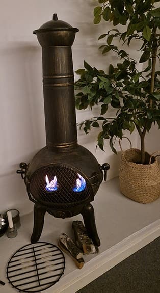 Relaxdays trädgårdskamin stål bronsfärgad 110 x 53 x 44 cm