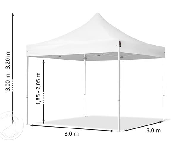 Tält Ironside 3x3 m TÄLT IRONSIDE STÅL/PVC VITT 2,9X2,9X2,4M 980176
