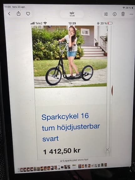 Sparkcykel 16 tum höjdjusterbar svart