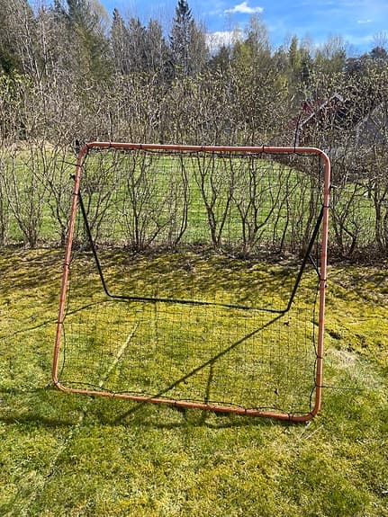 Fotbollsmål och returbollnät metall svart och orange