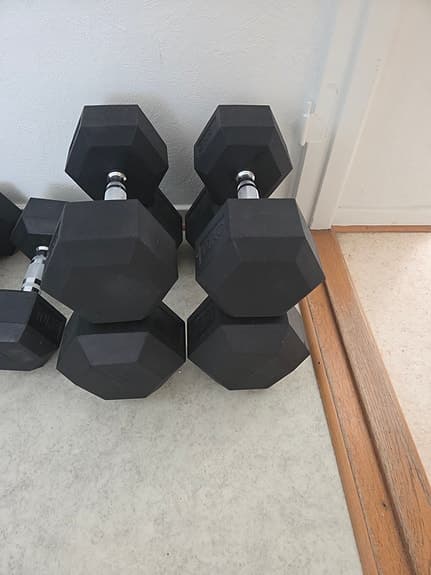 Hexagonhantlar 25 kg par och 15 kg par