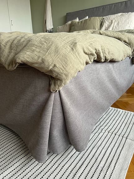 Abelvär IKEA textilöverdrag sänggavel och sängkappa grå