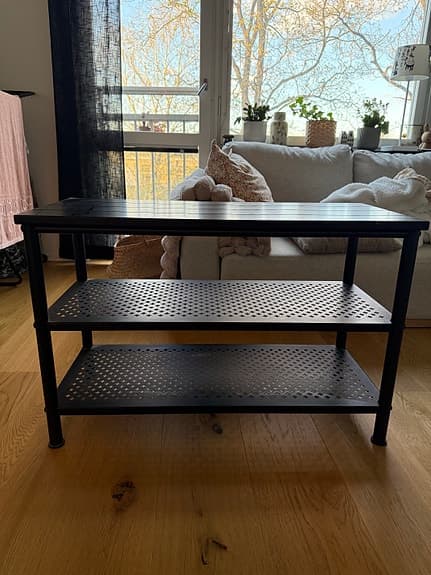 IKEA PINNIG Skohylla/bänk i svart metall