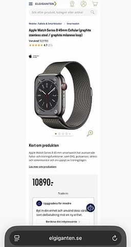 Apple Watch Series 8 45mm Cellular Stainless Steel graphite milanese loop
