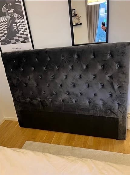 Jotex sänggavel sammet mörkgrå