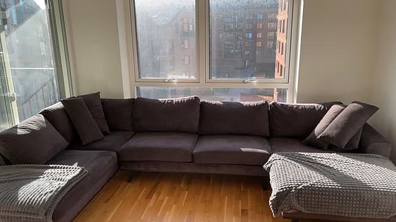 Copenhagen 5-sits Högervänd U-formad Soffa med Divan och Schäslong i Sammet