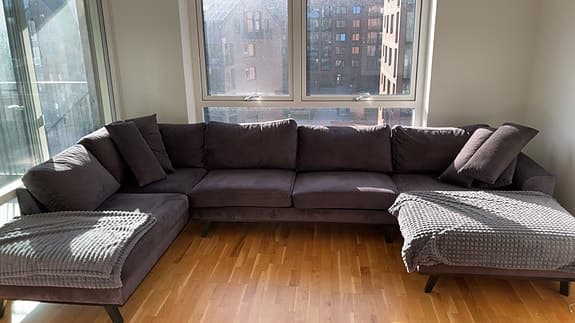 Copenhagen 5-sits Högervänd U-formad Soffa med Divan och Schäslong i Sammet