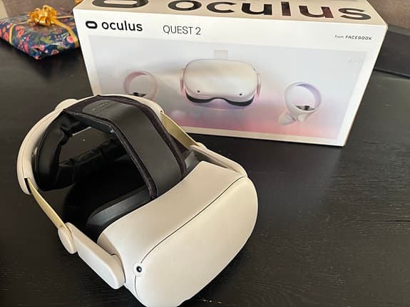 Oculus Quest 2, 128 GB, VR-headset med golfklubbor