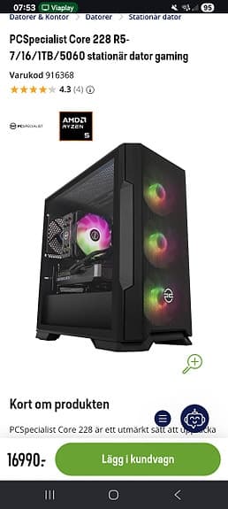 Gamingdator med 27" skärm, tangentbord, headset och mus