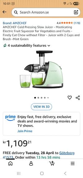 Slow juicer Använd 1 gång juicepress