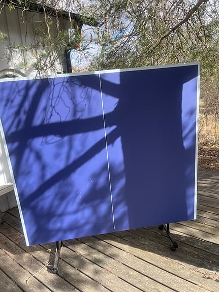 Pingisbord med nät (inomhus men bra att använda utom hus under dagen)