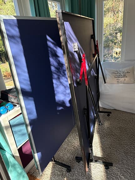 Pingisbord med nät (inomhus men bra att använda utom hus under dagen)