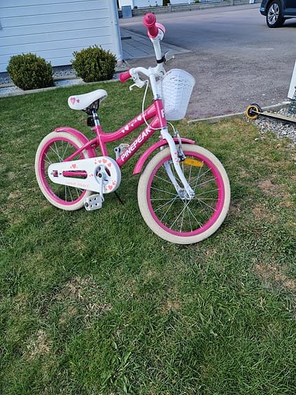 Pinepeak barncykel 18" rosa vit