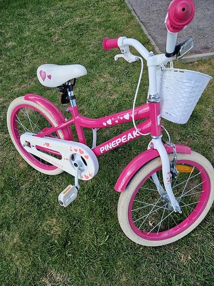 Pinepeak barncykel 18" rosa vit