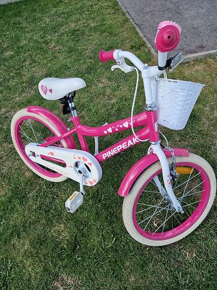 Pinepeak barncykel 18" rosa vit
