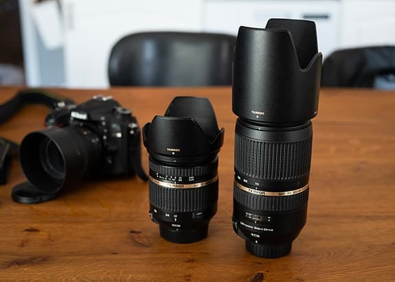 Nikon D7200 med 3 objektiv, laddare och extrabatteri