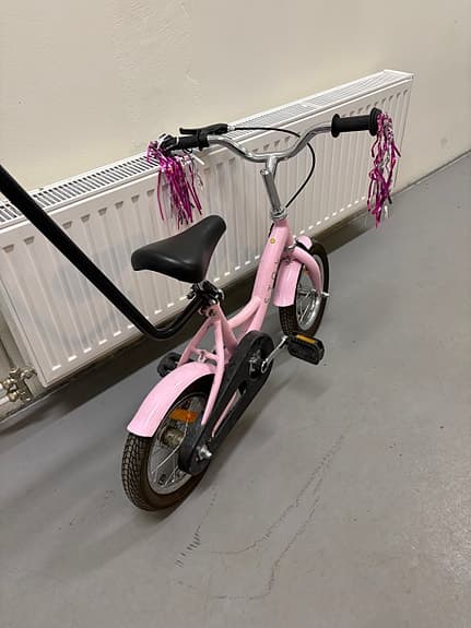 STOY barncykel 12" rosa med styrstång