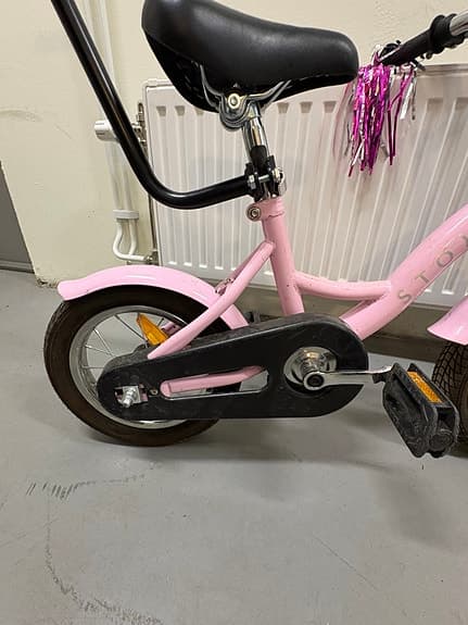 STOY barncykel 12" rosa med styrstång