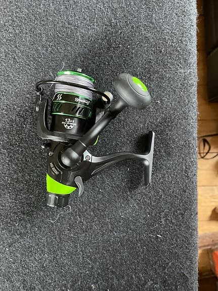 Haspelrulle svart/grön med lina 13+1 kullager