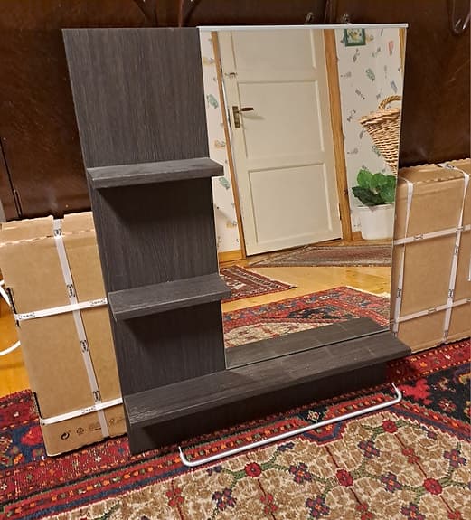 Badrumsspegel IKEA Lillången och handfat