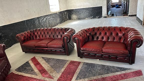 Chesterfield soffor 3+2 äkta Skinn