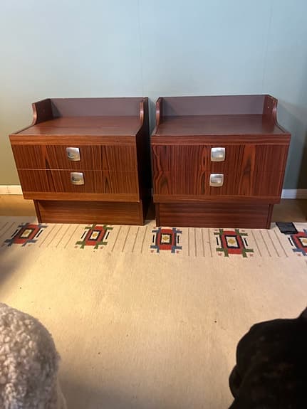 Retro sängbord i jakaranda – 60-tal/IKEA