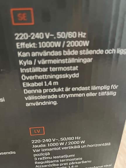 PROF kylfläkt och värmefläkt 1000/2000W vit