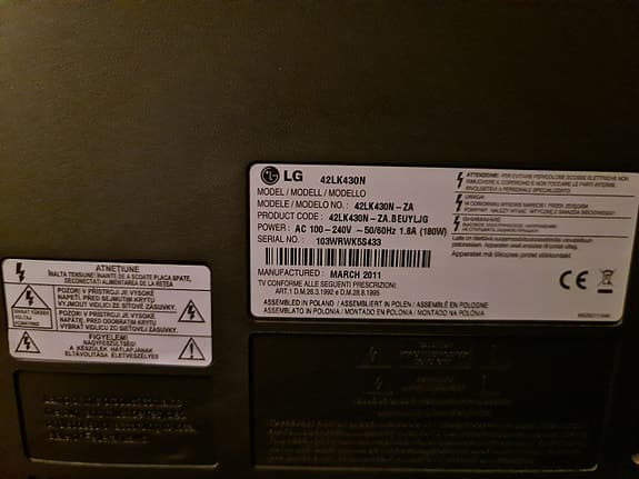 LG 42LK450N TV 42 tum svart