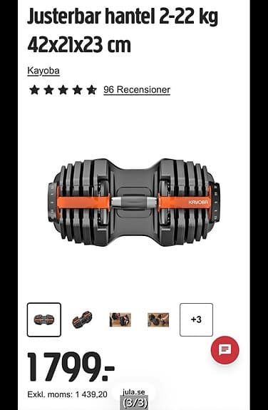 Kayoba justerbar hantel 22 kg
