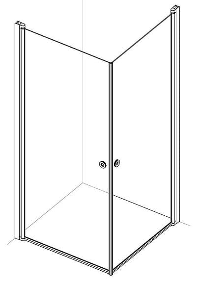 Duschhörna Angel INR 900x900x2000 mm, blank aluminium och klarglas