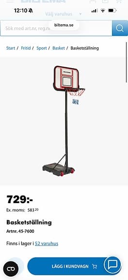 Flyttbart basketställ med korg och nät