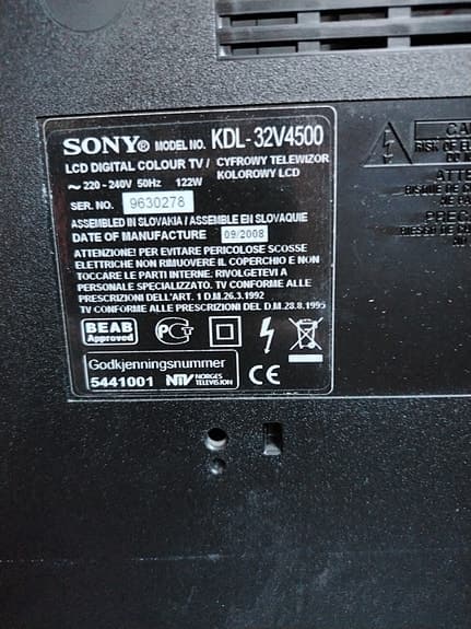 Sony KDL-32V4500 32" LCD TV svart