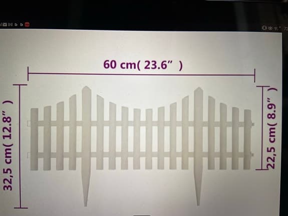 Vit trädgårdsstaket kantstöd 60 cm Rabattkant Avgränsning