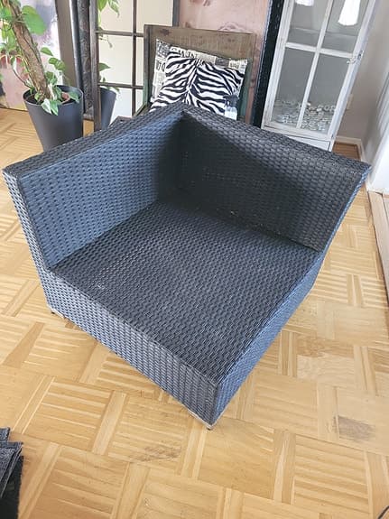 Hörnmodul i konstrotting svart till utesoffa