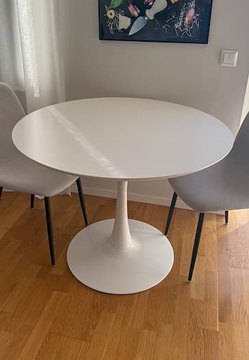 Matbord Ringsted 100 Ø vit från Jysk