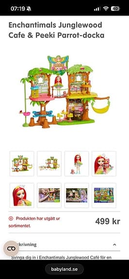 Djungel Wood café Enchantimals med Peeki parrot docka