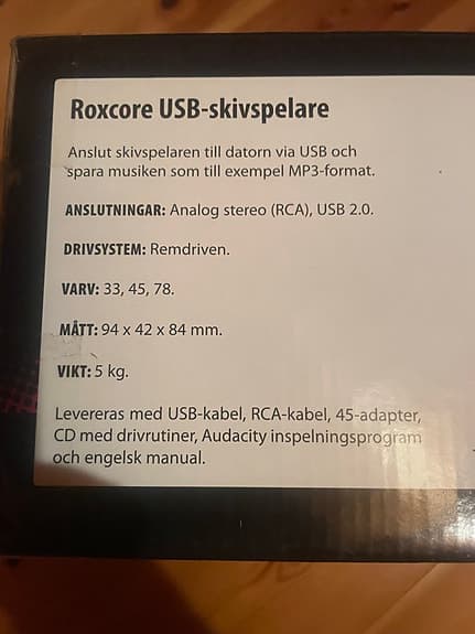 Roxcore USB- skivspelare Helt Ny!