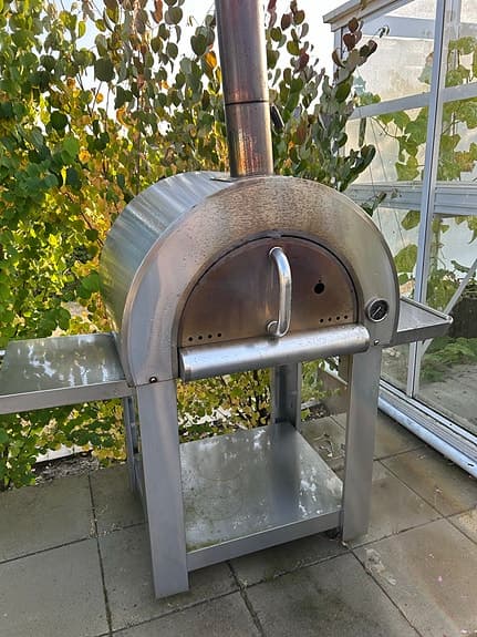 Vedeldad pizzaugn i rostfritt stål