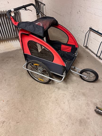 Cykelkärra barnvagn röd