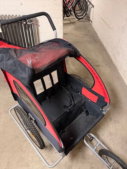 Cykelkärra barnvagn röd