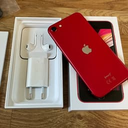 Olåst iPhone SE 2020, Röd med tillbehör