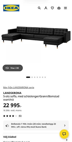 Landskrona med dubbla divan, som ny