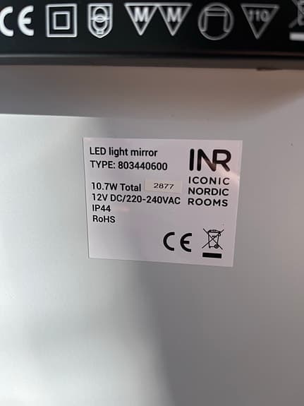 INR LED-spegel 60 cm, badrum