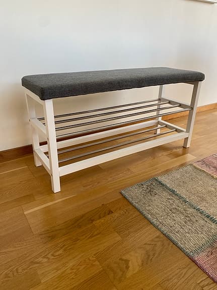 Jysk sittbänk med skoförvaring vit med grå dyna