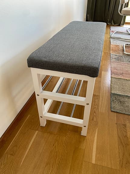 Jysk sittbänk med skoförvaring vit med grå dyna